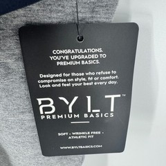 BYLT Basics Men XL Drop Cut Lux Shirt Heather Grey Navy Raglan Athletic NWT