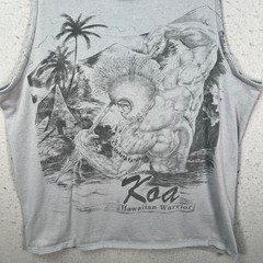 VTG Rip Curl Koa Hawaiian Warrior Graphic Tank Top Mens XL Gray Cotton USA-Made