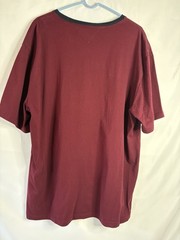 Tommy Hilfiger Men’s Burgundy Colorblock Logo Crew Neck Cotton Knit Tee 3XL
