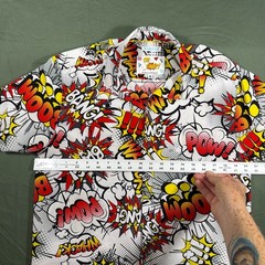 Oh Snap Drill Clothing Comic Pop Art Shirt Mens M Stretch Button Up Bang Pow