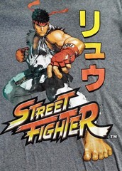 Street Fighter T-Shirt Men’s Size Large Ryu Graphic Gray Video Game Tee Capcom