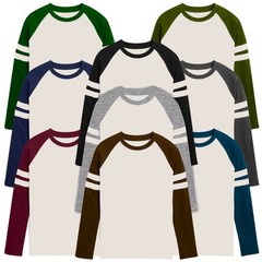 Mens Triblend Long Sleeve Baseball T-Shirt Casual Raglan Plain Contrast L/S Top