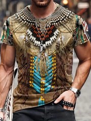 T Shirt Native American Indian Ethnic Aztec Fashion Tribal Brown Trendy Tee Soft