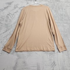 Vustra Shirt Mens L Beige Long Sleeve Henley Organic Cotton Sustainable Casual