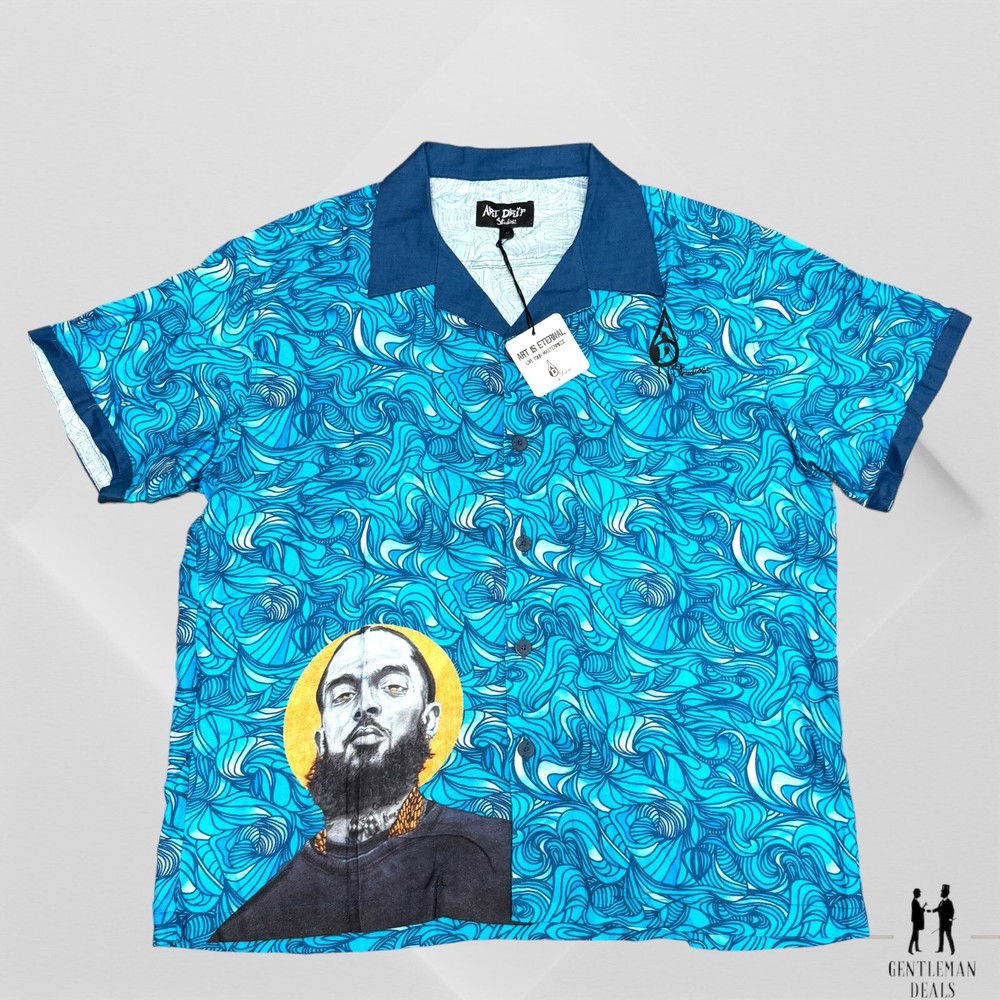 Art Drip Studios Nipsey Hussle Graffiti Print Camp shirt unisex soft L Large