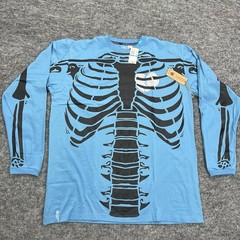 LRG Dead Serious Shirt Mens XL Blue Skeleton Lifted Research Group Kanye Glow