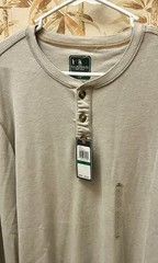 G.H. Bass Mens Carbon Henley Shirt L New, Beige Plaza Taupe Cotton Blend