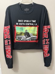 Boyz N The Hood Long Sleeve Crop Top T-Shirt Unisex Size L Long Sleeve Black