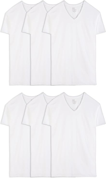 mens Stay Tucked V-neck T-shirt Underwear, Tall Man – White 6 Pack, Large US