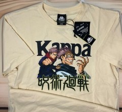 Kappa x Jujutsu Kaisen Shirt Men Sz L Graphic Tee Anime Crewneck Kento Cream