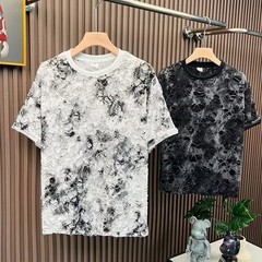 Men Luxury Fashion Trendy Diamond Ripped Hole Casual Summer Streetwear T-Shirt
