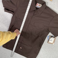Vintage NWT Dickies Work Shirt Mens Medium Brown Button Up Deadstock NWT 90s USA