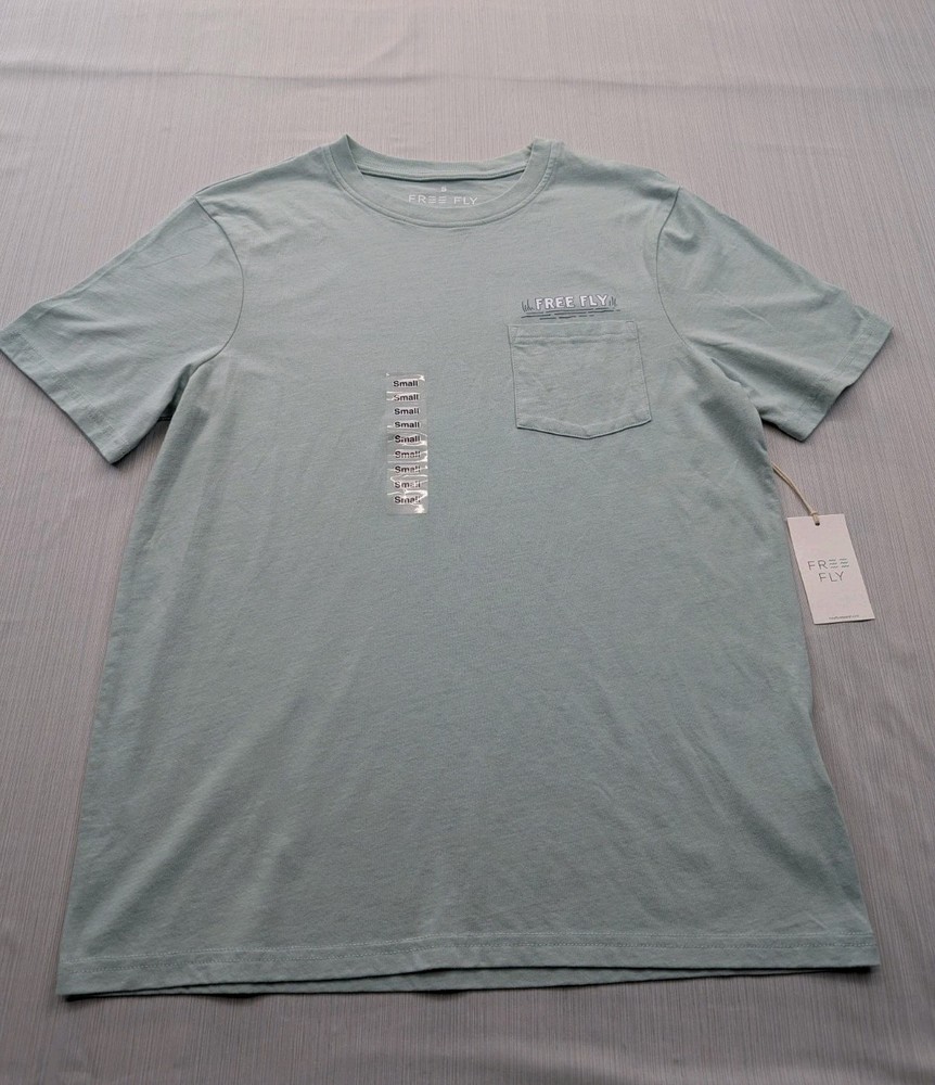 New Free Fly Lazy Tides Pocket Tee Mens Size Small TShirt Green