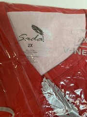 Sada T-Shirt Solid Red Short Sleeve V-Neck 100% Cotton Men’s 2XL
