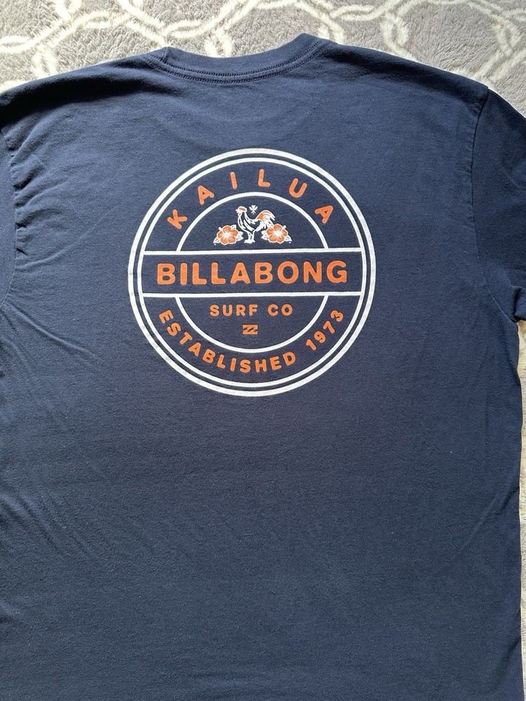 Billabong Premium Tee Navy Sz L Graphic Logo Kailua Surf Skate Beach