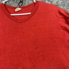 Vintage Stedman Shirt Mens Large Red Blank Distressed Tee USA Casual Workwear