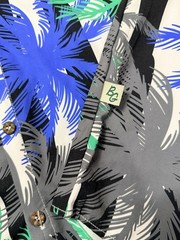 Beautiful Giant Blue/Green Tropical On black/white Stripe Men’s Shirt M Hawaii