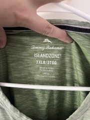 Tommy Bahama Islandzone Heather Green Henley Long Sleeve Space Dye UPF 30 3XLB