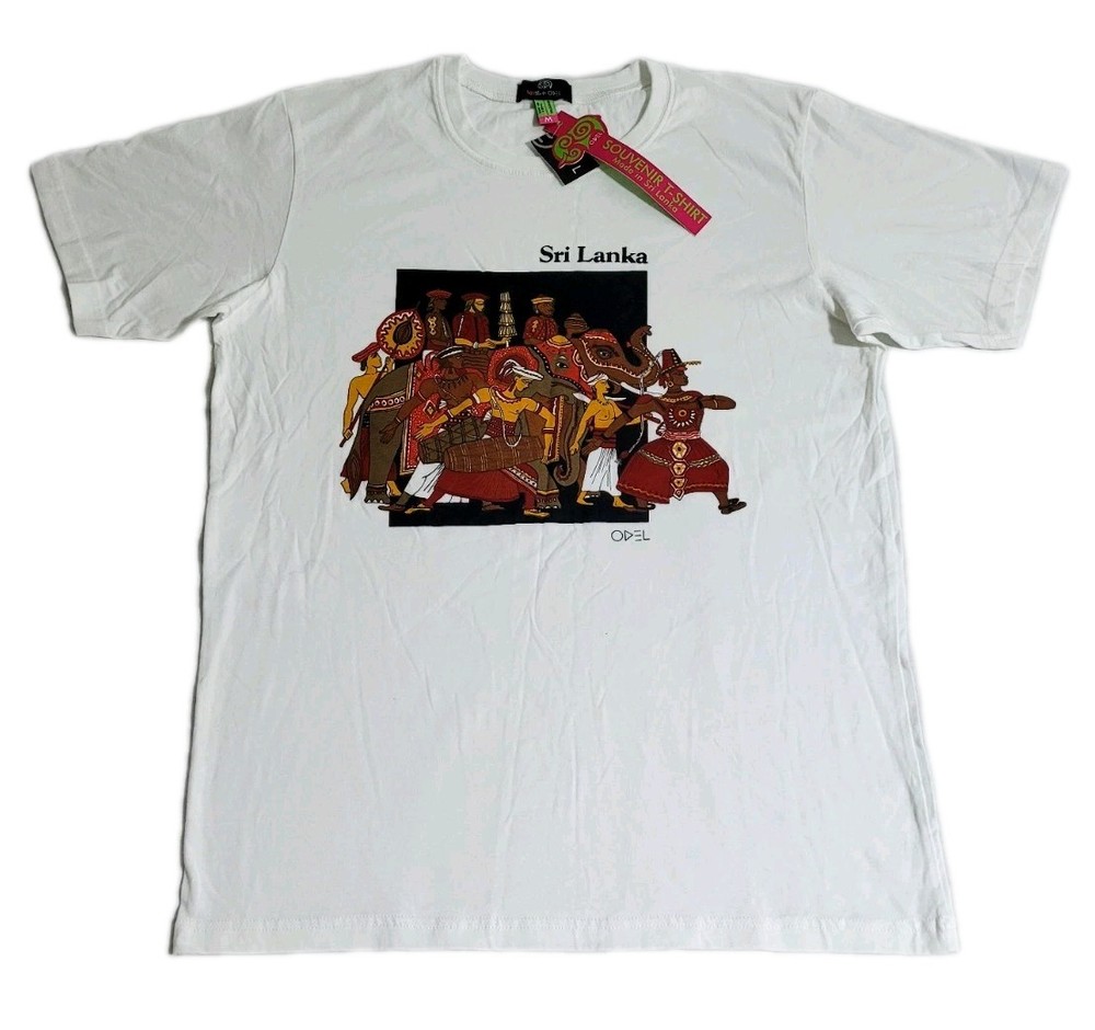 Luv SL by Odel Perahera White Graphic Print Souvenir T-shirt Sri Lanka Size M