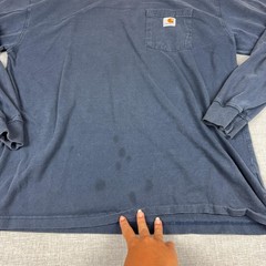 Carhartt Shirt Mens Large Blue Long Sleeve Pocket Workwear Tee Relaxed Fit
