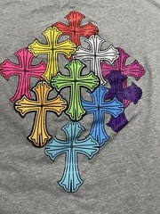 Eternity BC AD Multi-color Crosses Men Gray Graphic T-Shirt Size Large