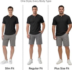 Men’s Muscle Slim Henley Shirts Crewneck Longline T-Shirt Gym