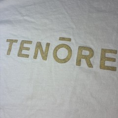 Tenore Woven 100% Cotton Tee Mens XL Cream Velvet Logo Short Sleeve