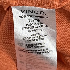 Vince Shirt Mens XL Orange Cotton Crewneck Basic Tee Made In USA Soft Jersey