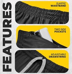 NY Threads Men’s Athletic Shorts Quick Dry Lightweight Running Large, Black