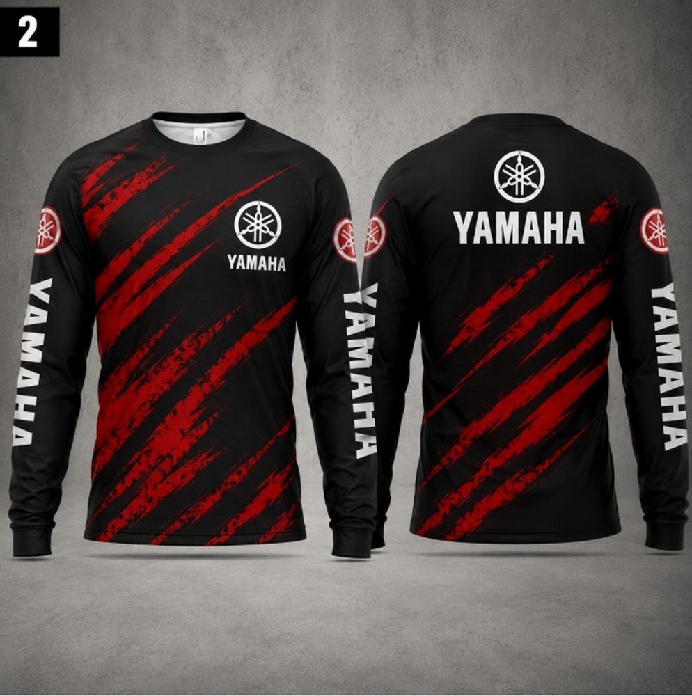 Long Sleeve Shirt Yamaha Black Red White 3D Motocross Racing Team Top Gift