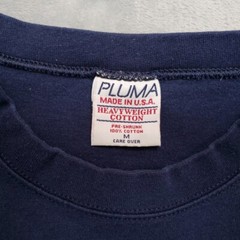 Vintage Pluma Shirt Men Blue Heavyweight Cotton Crewneck Blank Made in USA Tee