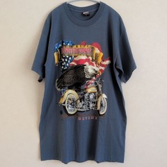 VTG 96 Harley Davidson T Shirt Large Eagle Flag USA Single Stitch Divine Biker