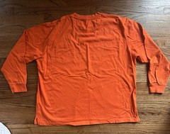 Vintage 90s Russell Orange Pocket Tee USA Made XL/2XL? Work Logo No Tag