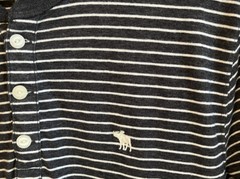 Men’s Abercrombie And Fitch Long Sleeve Henley Shirt Muscle Gray Striped Medium