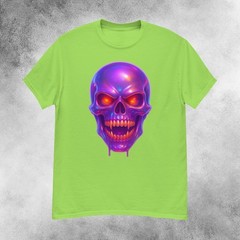 Infernal Purple Iridescent Skull Horror T-Shirt Men’s S-2XL