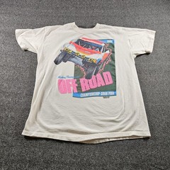 Vintage Stedman Shirt Mens XL White Mickey Thompson Off Road Graphic Tee 80s