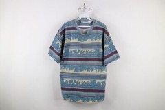 Vtg 90s Streetwear Mens Large Distressed Striped Color Block T-Shirt Cotton USA