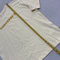 Converse Men’s T-Shirt Cream Loose Fit Short Sleeve Embroidered Logo Size Medium