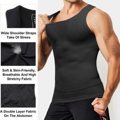 Mens Compression Shirt Sleeveless Body Shaper Base Layer Slimming Tank Top Vest