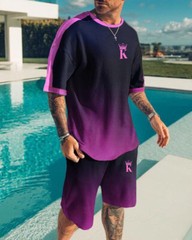 Summer Short Sleeve T-shirt Set Fashion Two Piece Street Short Sleeve 3D Printed