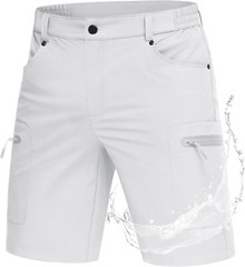 MAGCOMSEN Men’s Hiking Shorts Lightweight Quick Dry Stretch Cargo 36, White