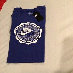 Nike Air Swoosh Logo Men’s Cotton Tee Shirt XL Blue DJ3877