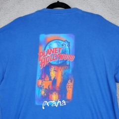PLANET HOLLYWOOD T-Shirt Mens XL Blue Praha Prague Czech Republic VINTAGE