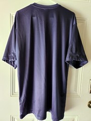 Nike Shirt Mens L G G Navy Blue Short Sleeve V-Neck Swoosh Logo Polyester