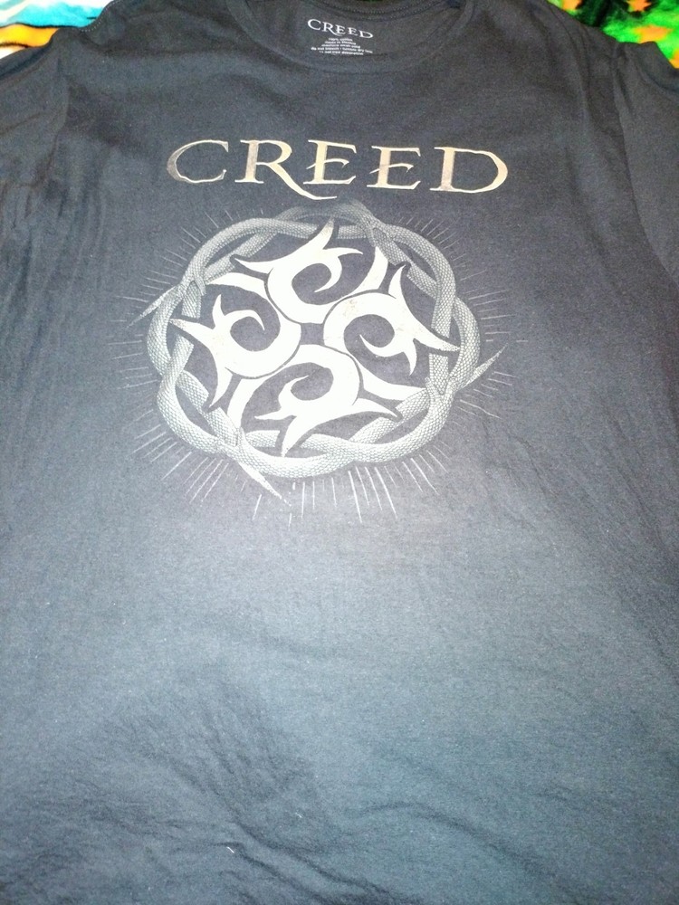 Creed Black Graphic Logo T-Shirt Men’s XL Cotton Jersey Crew Neck Short Sleeve