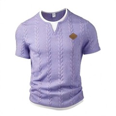Men’s Mock Neck Short Sleeve T-Shirt Slim Fit Casual Textured Summer Cotton Top