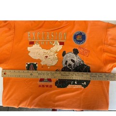 Vintage 90s Excursion China Shanghai Panda Graphic T Shirt Large Orange Tourist