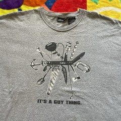 Vintage 90s Dad T-Shirt Mens XXL Knife Art Tools Grilling “It’s A Guy Thing” Y2K
