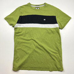 Weekend Offender T Shirt Mens Large Green Chest Stripe Logo Casual Crew Neck