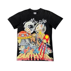 Billionaire Boys Club BBC T-Shirt Black Embroidered Earth UFO Space Graphic L